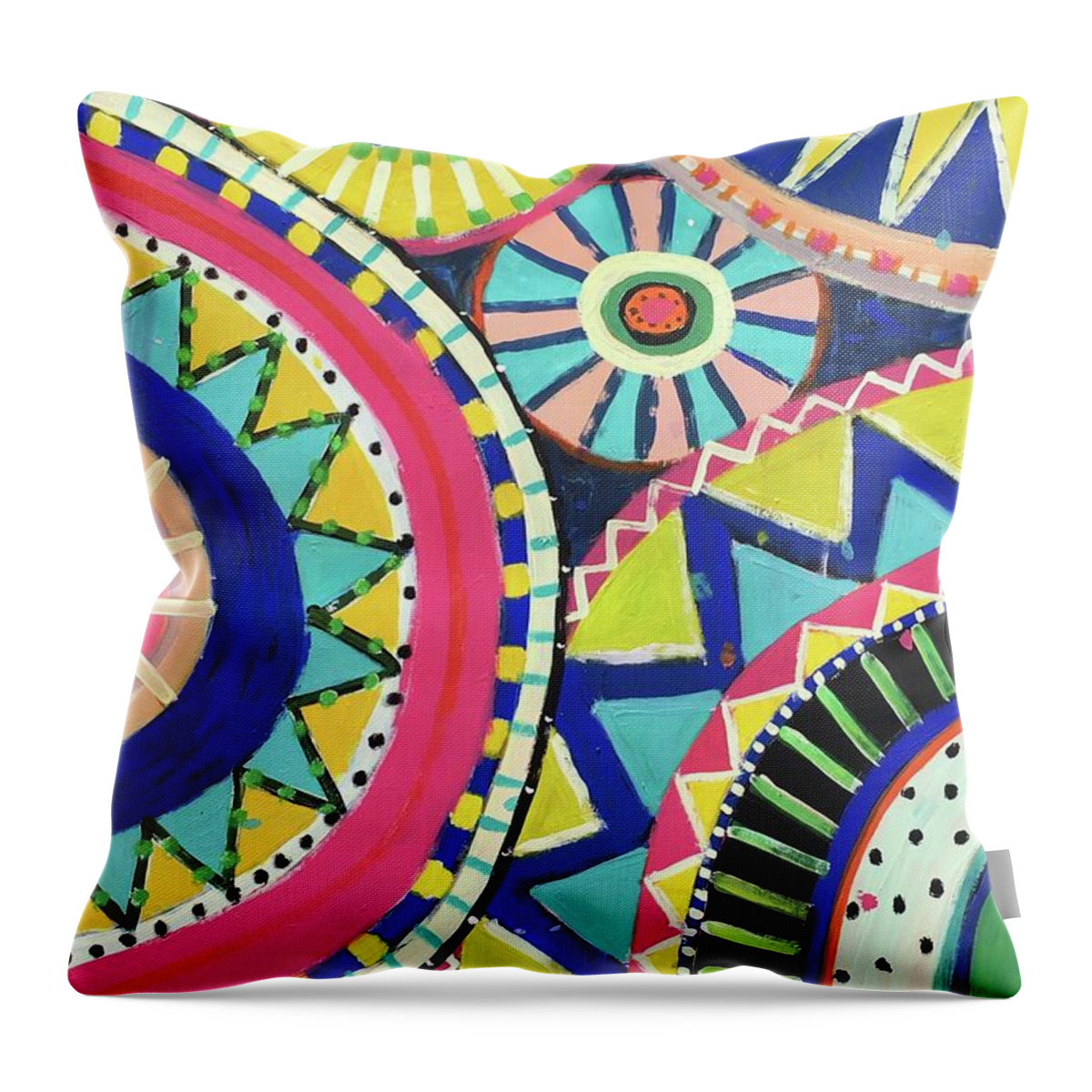 Cheerful Throw Pillow featuring the painting Get Happy by Cyndie Katz