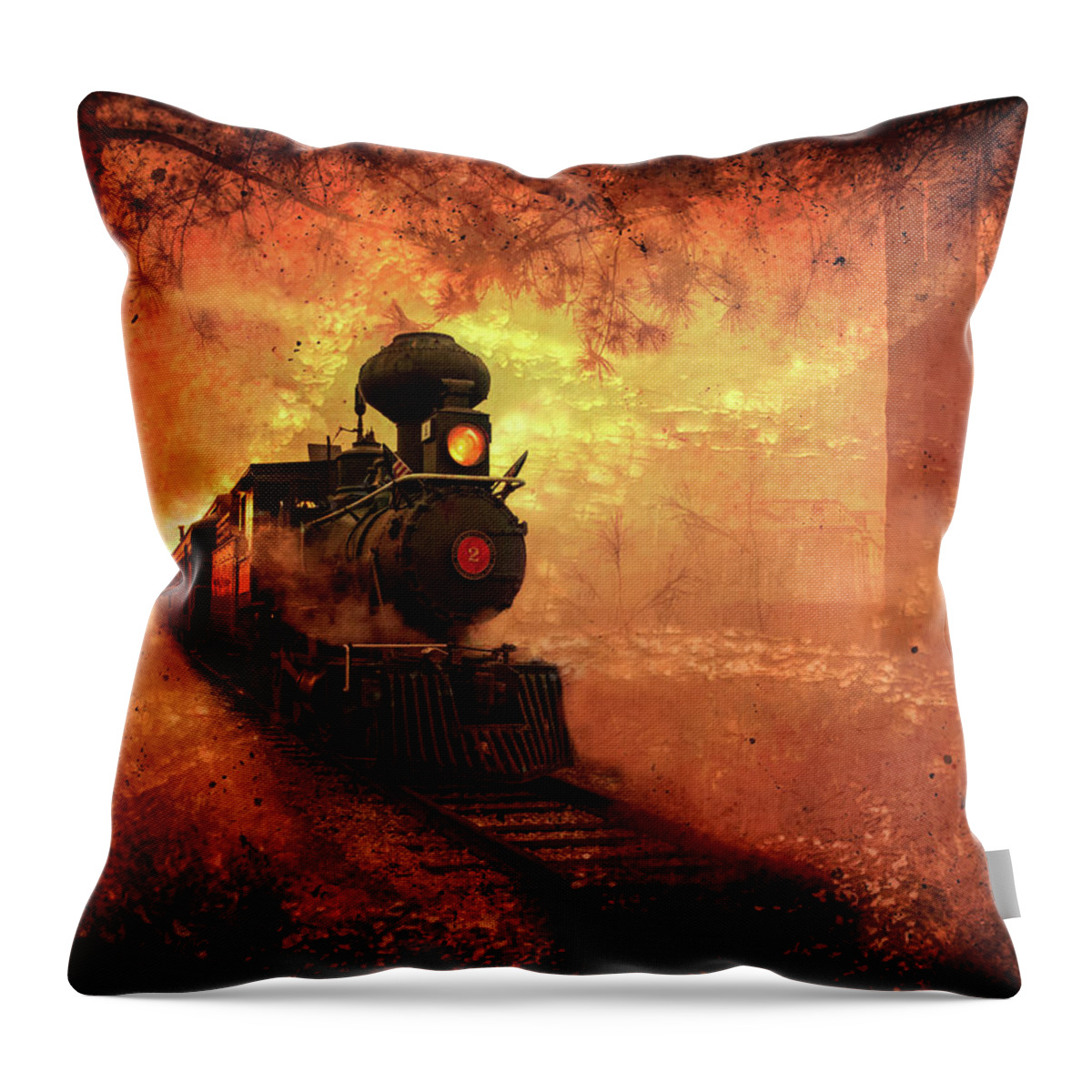 Sharaabel Throw Pillow featuring the photograph Ghost Train by Shara Abel