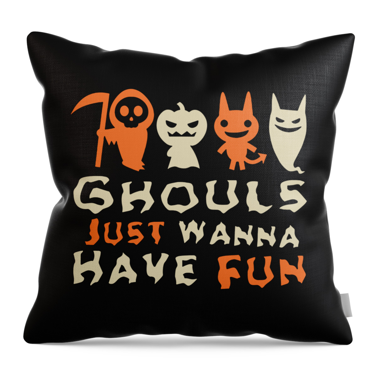 Cool Throw Pillow featuring the digital art Ghouls Just Wanna Have Fun Halloween by Flippin Sweet Gear