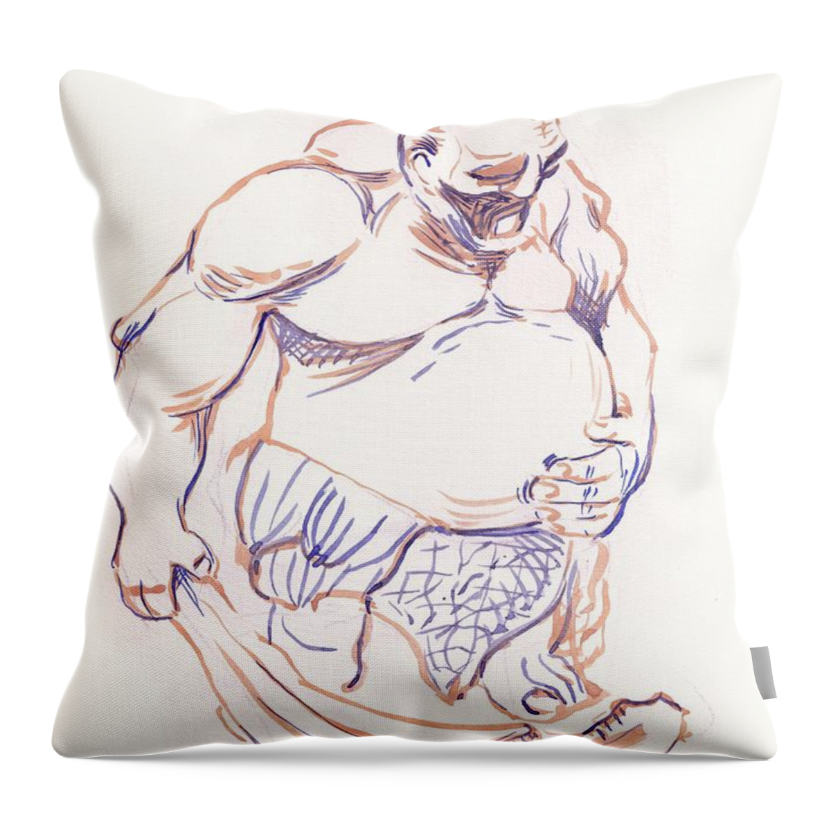 Miniature Throw Pillow featuring the painting Giant by George Cret