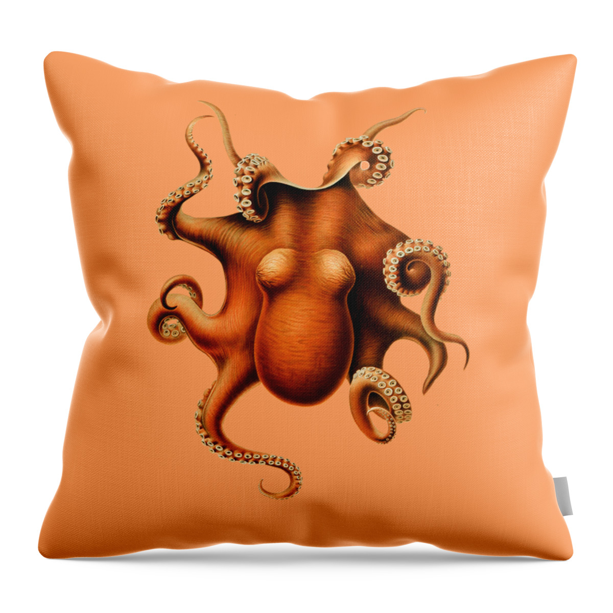 Octopus Throw Pillow featuring the digital art Giant Octopus by Madame Memento