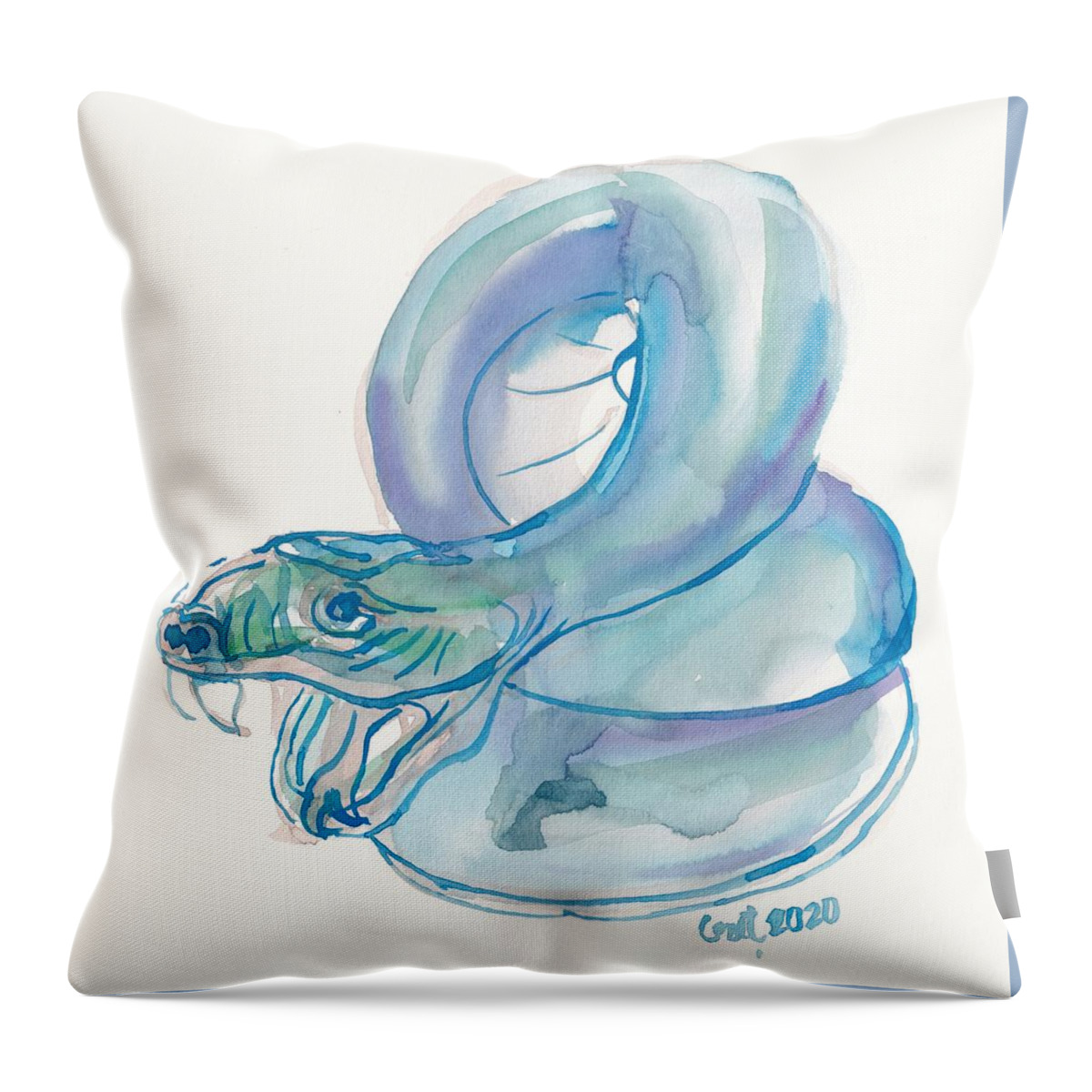 Miniature Throw Pillow featuring the painting Giant Snake by George Cret