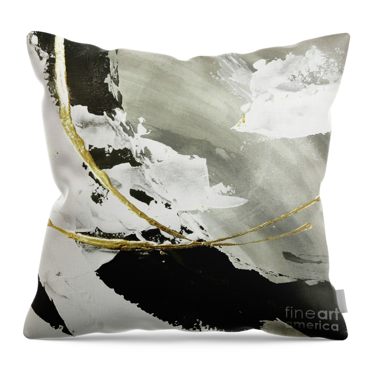 Original Watercolors Throw Pillow featuring the painting Gilded Arcs 1 by Chris Paschke