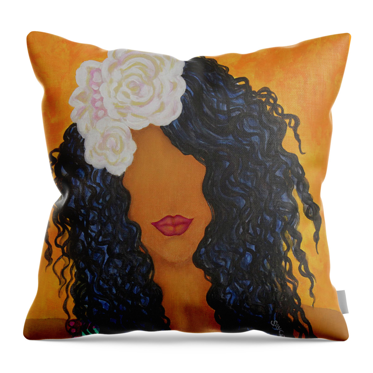 Wall Decor Throw Pillow featuring the painting Girl Ipanema by Saycred Blu