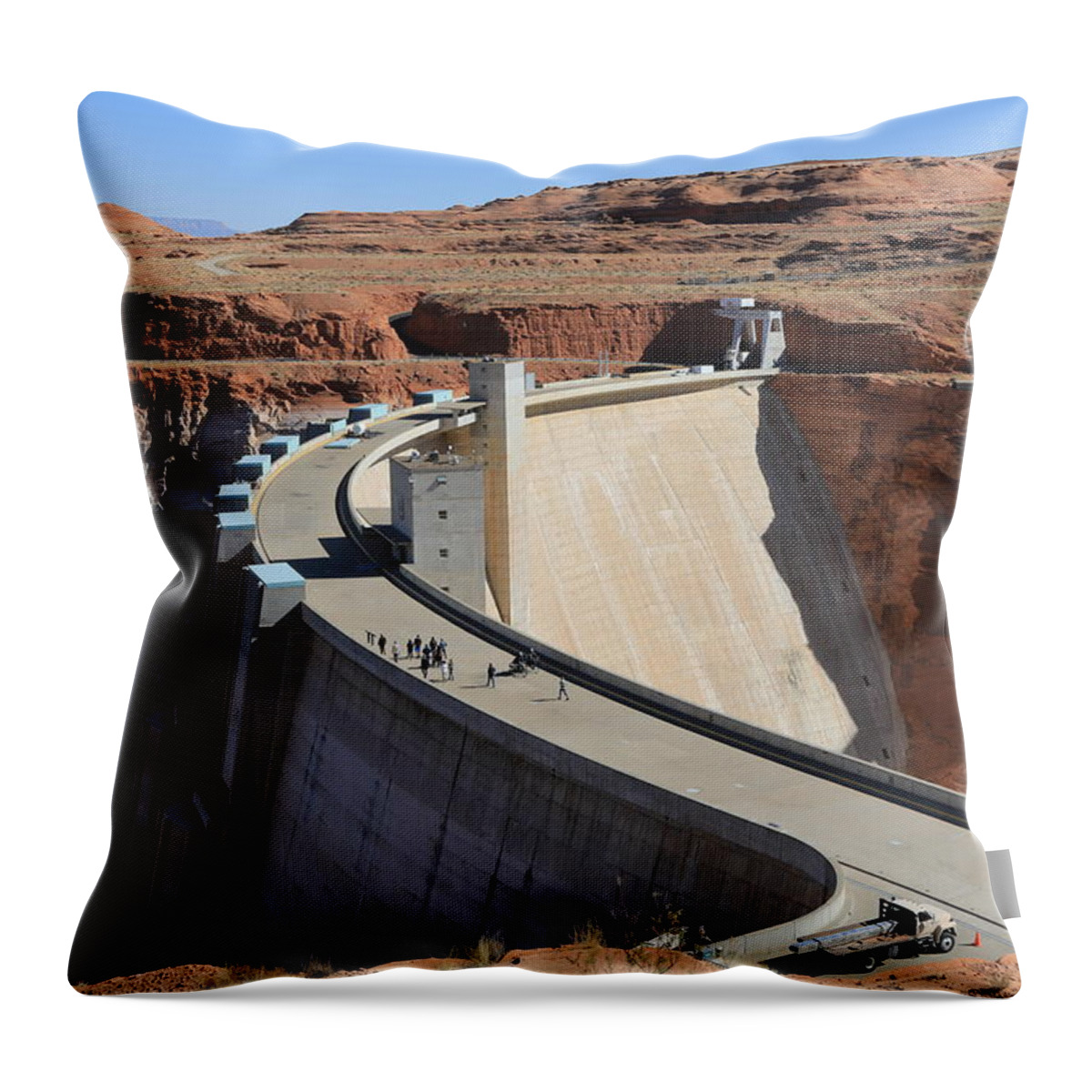 Glen Canyon Dam Throw Pillow featuring the photograph Glen Canyon Dam and Lake Powell by Richard Krebs