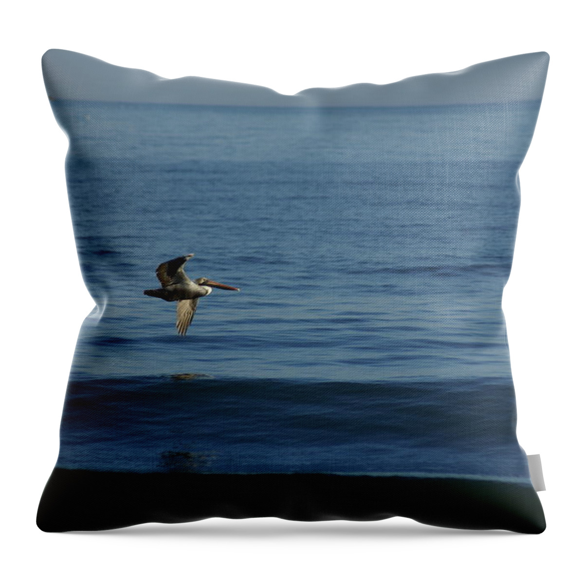  Throw Pillow featuring the photograph Gliding Pelican by Heather E Harman
