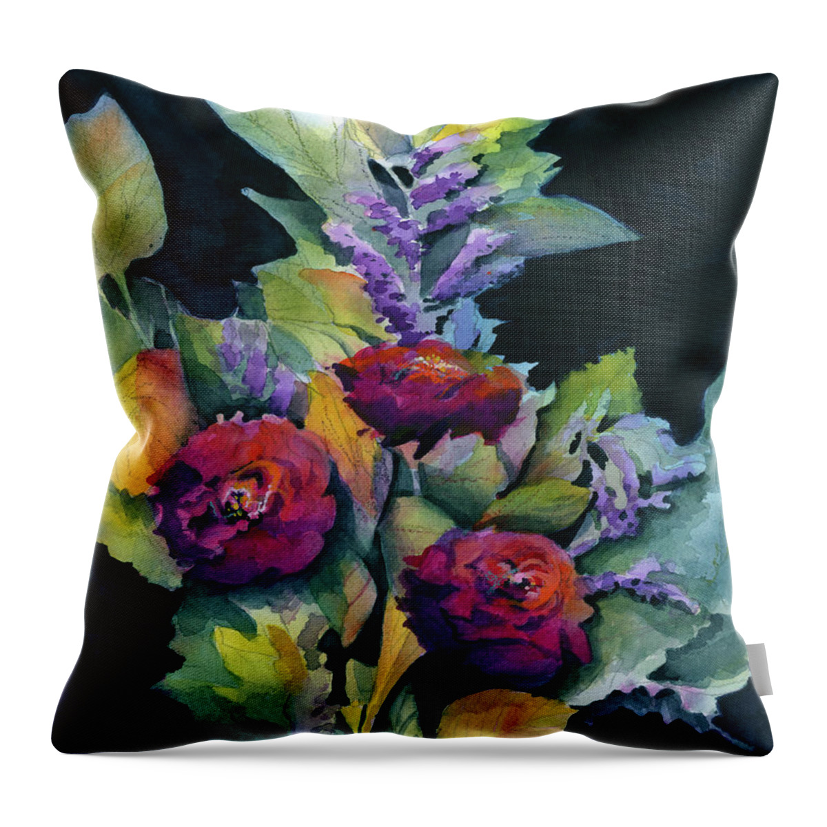 Floral Throw Pillow featuring the painting Glorious by Lois Blasberg