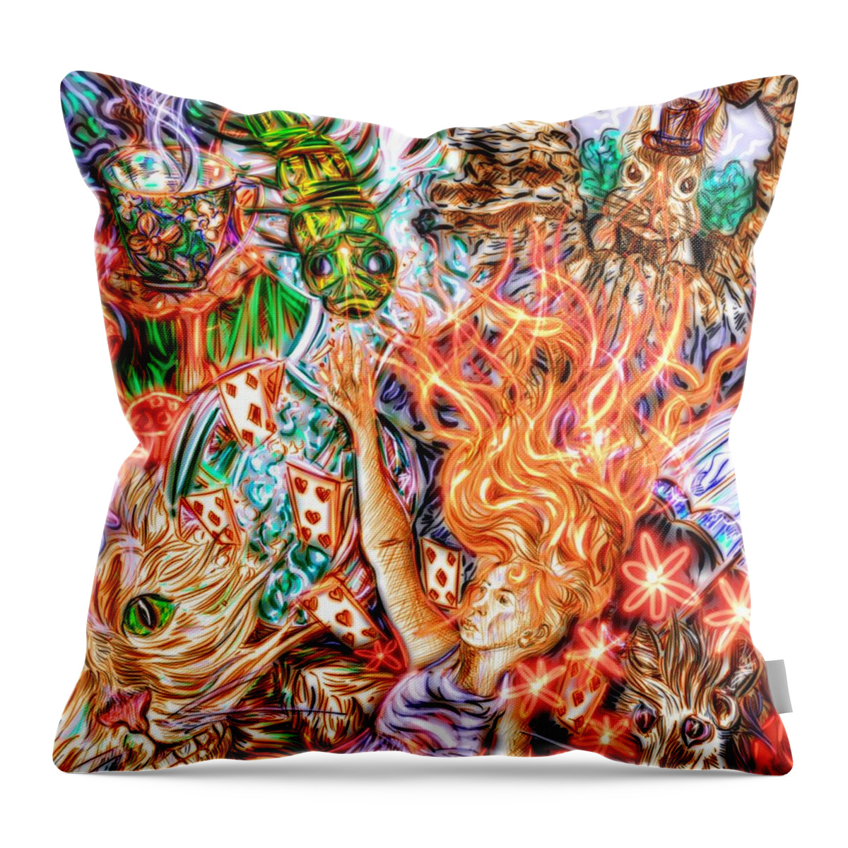Alice In Wonderland Throw Pillow featuring the digital art Go Ask Alice by Angela Weddle