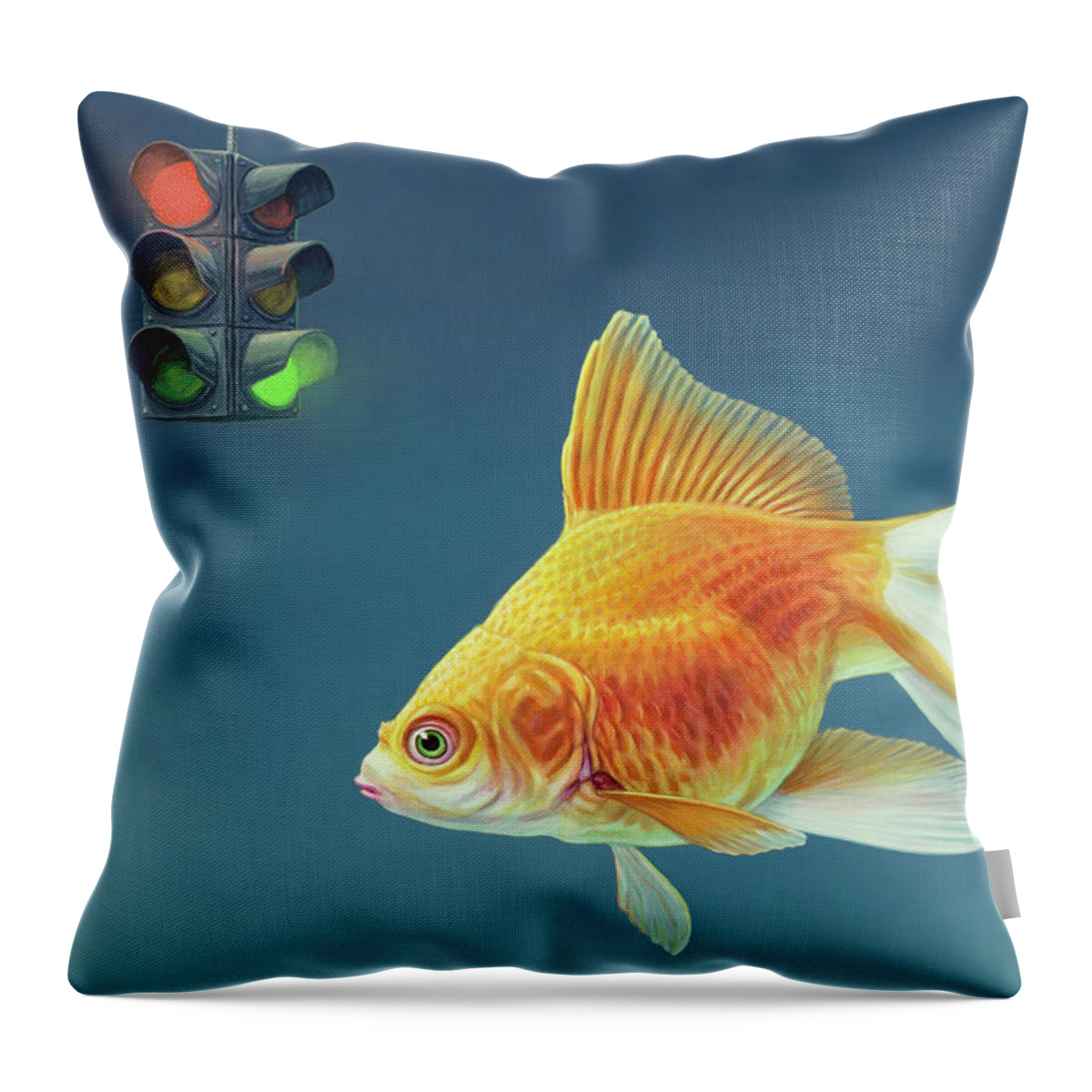 Go Throw Pillow featuring the painting Go Fish 2 by James W Johnson