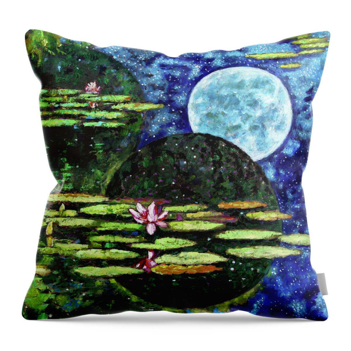 Water Lilies Throw Pillow featuring the painting God's Dream by John Lautermilch