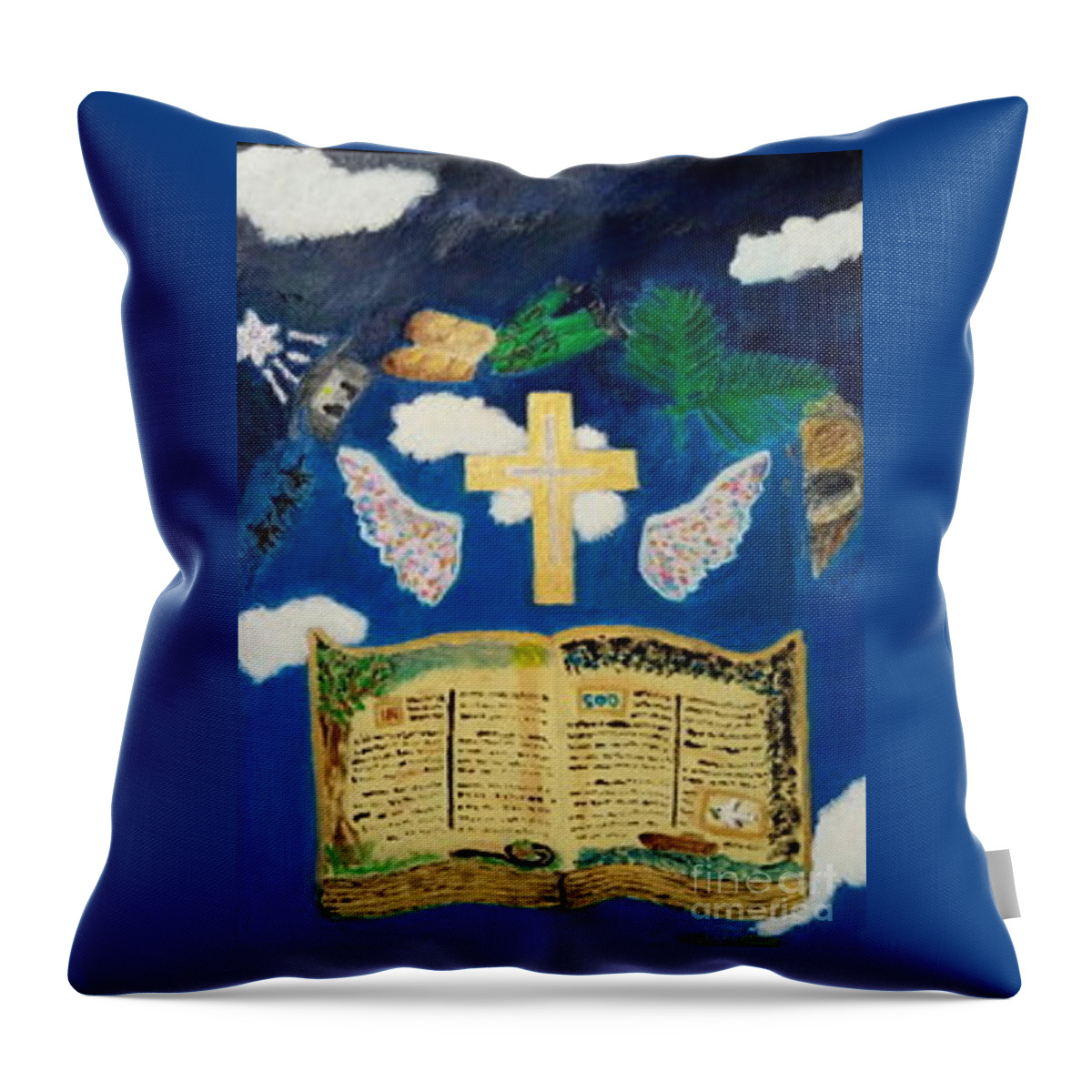 Church Throw Pillow featuring the painting God's Stories by David Westwood