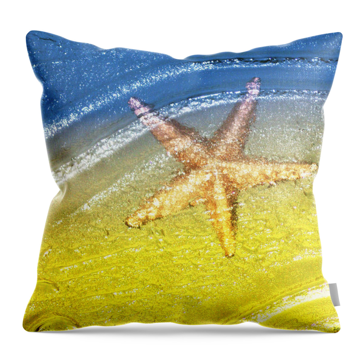 Starfish Throw Pillow featuring the photograph Going With the Flow by Holly Kempe