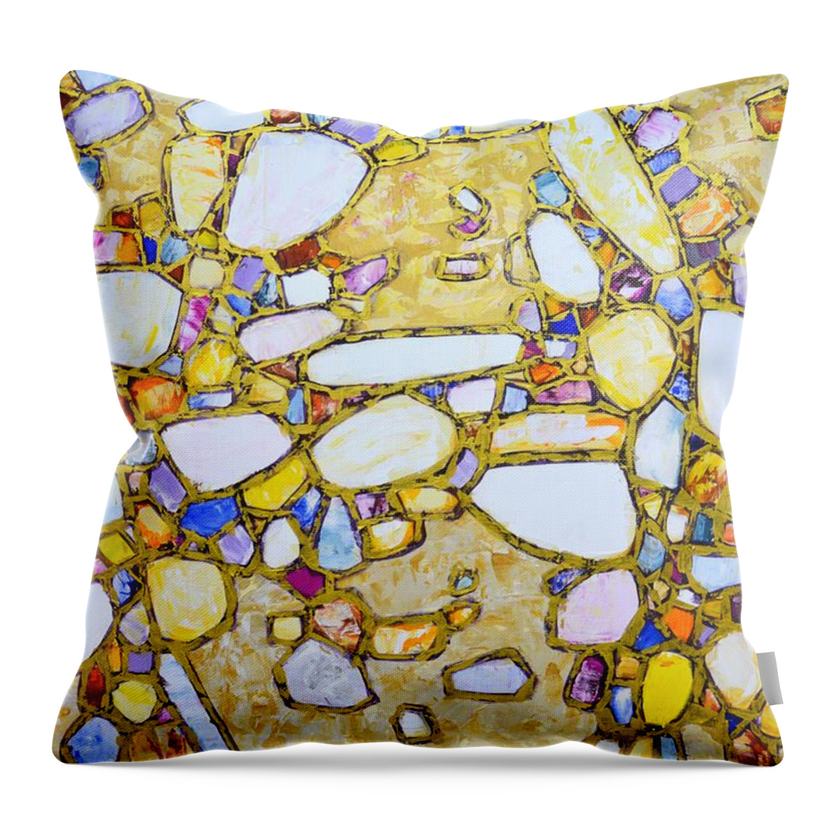 Stones Throw Pillow featuring the painting Gold around 2. by Irina Mask