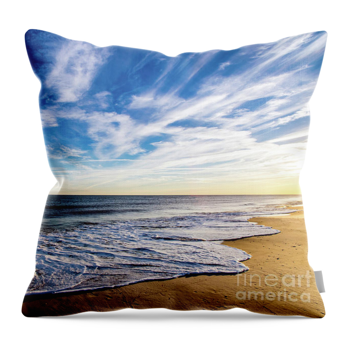 Golden Hour Throw Pillow featuring the photograph Golden Hour Beach Waves by Beachtown Views