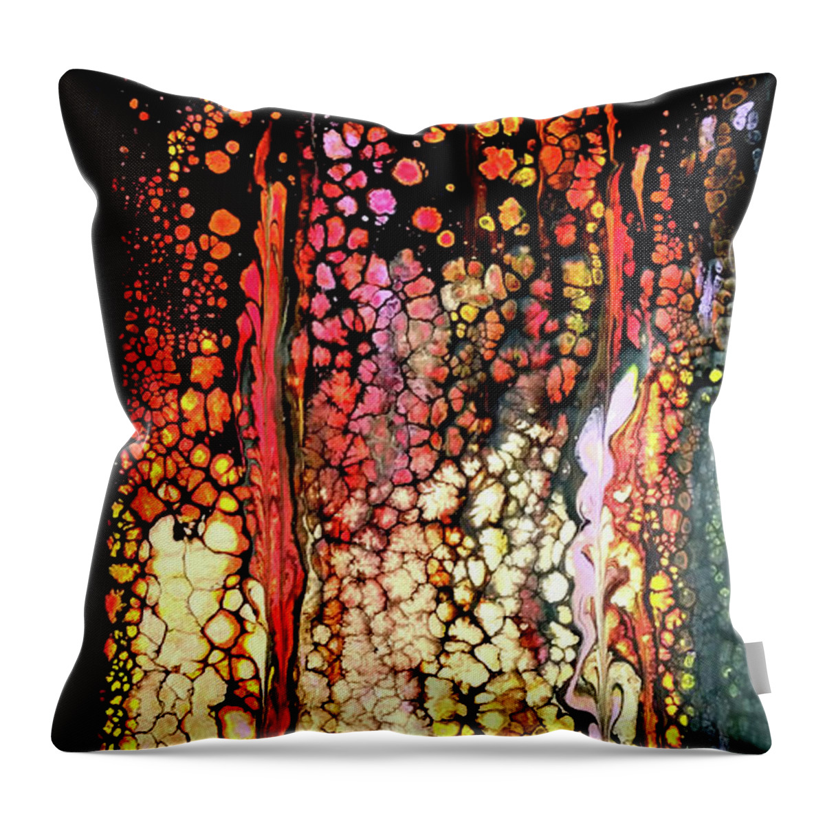 Gold Throw Pillow featuring the painting Golden Raindrops by Anna Adams