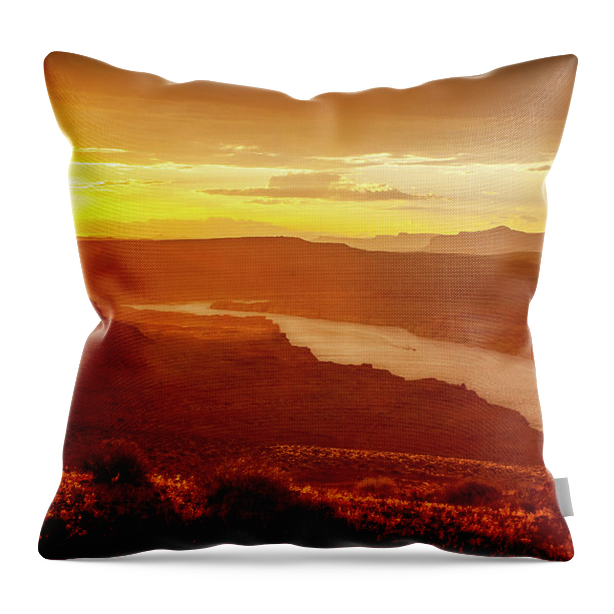 Lake Powell Throw Pillow featuring the photograph Golden Sunset by Bradley Morris