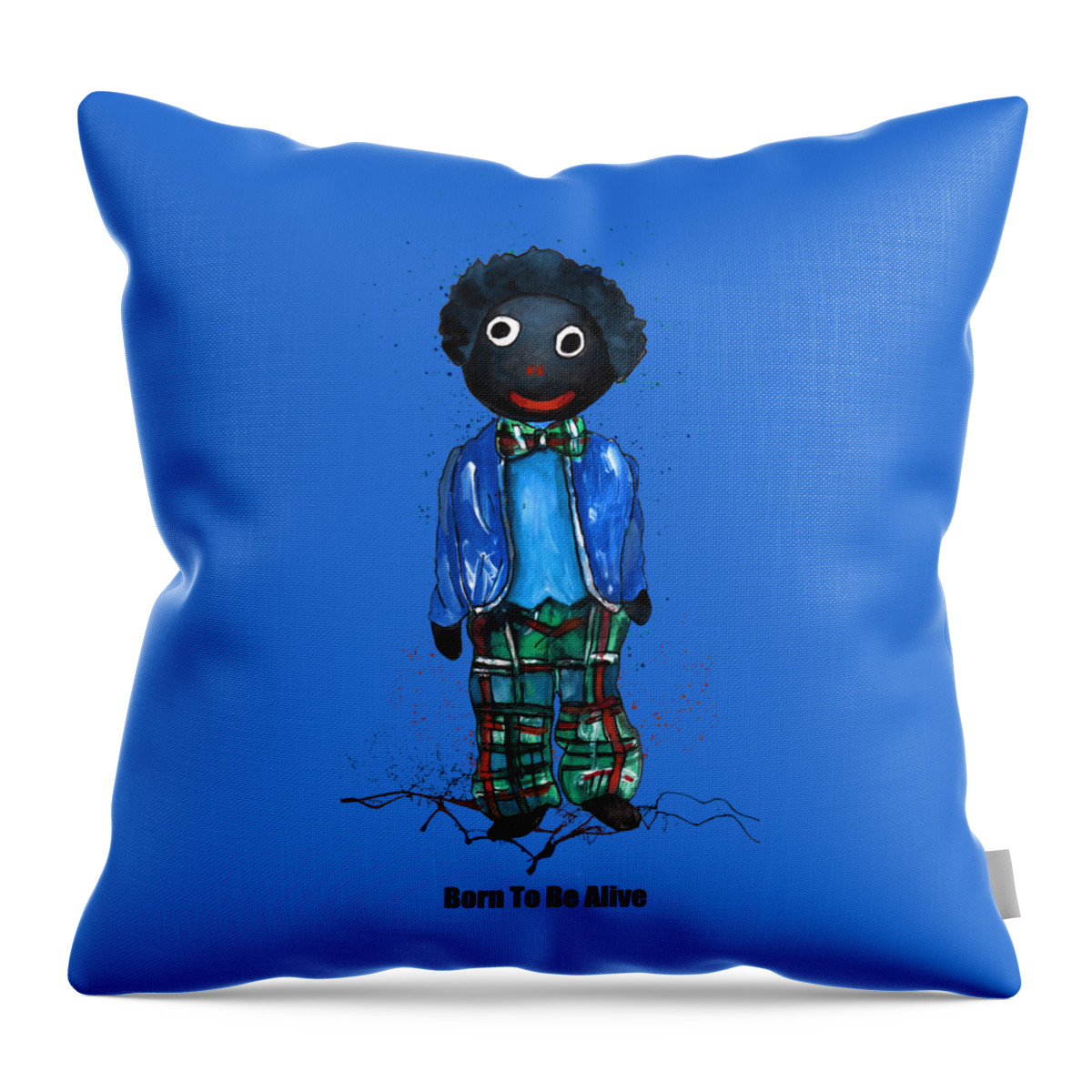 Golly Throw Pillow featuring the painting Golli Born To Be Alive by Miki De Goodaboom