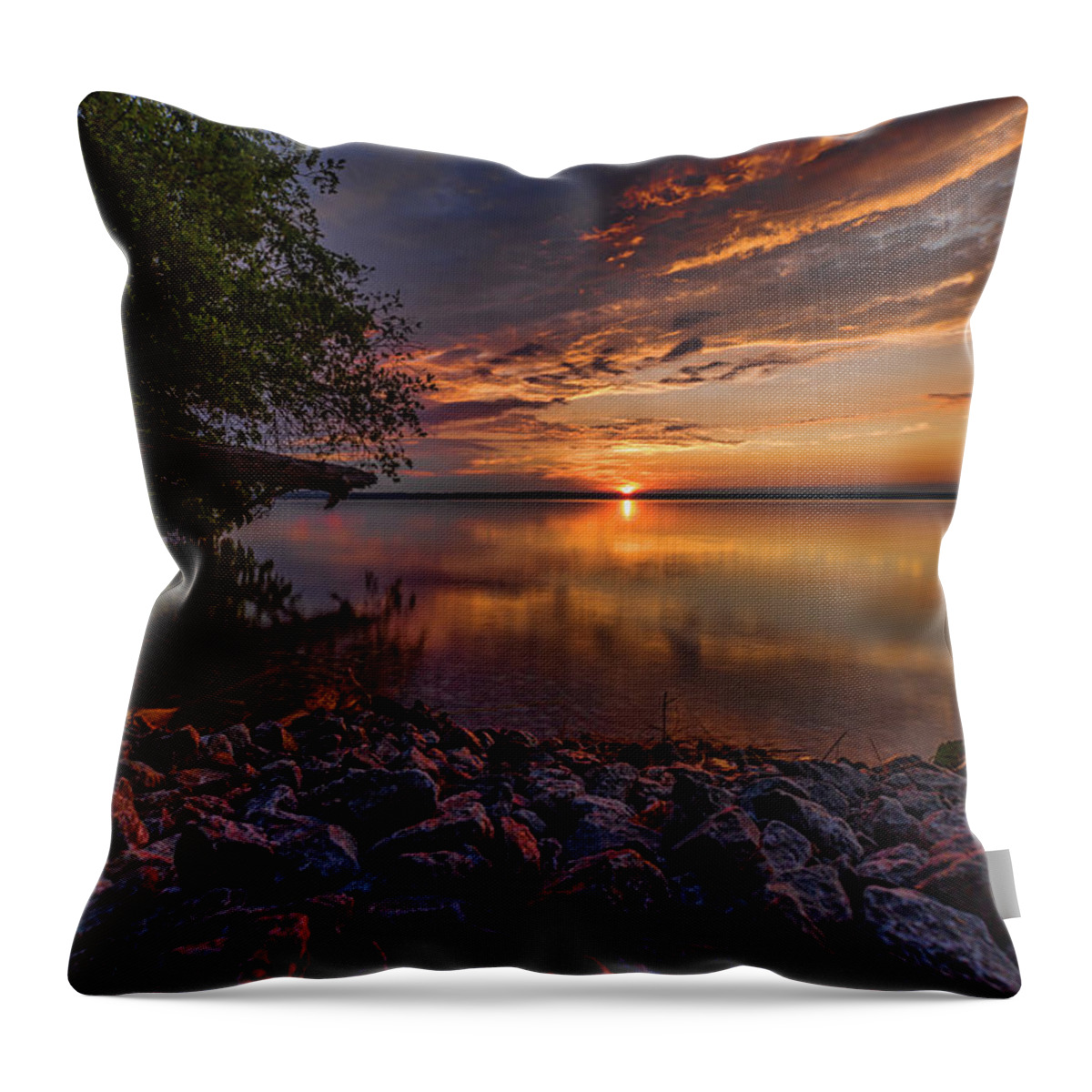 Higgins Lake Throw Pillow featuring the photograph Good Morning by Joe Holley