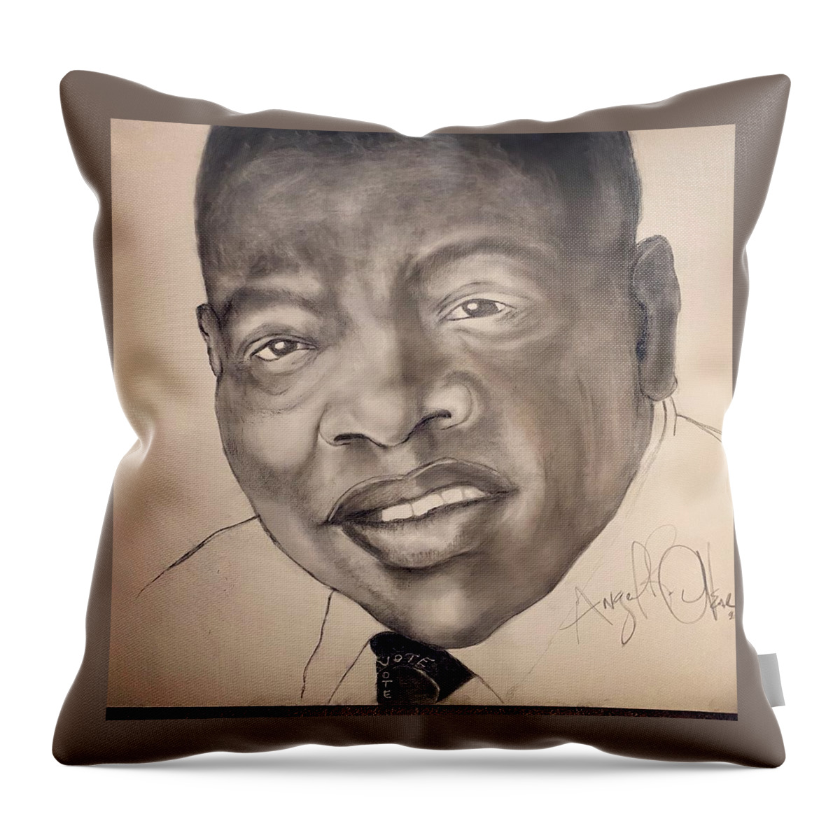  Throw Pillow featuring the drawing Good Trouble by Angie ONeal