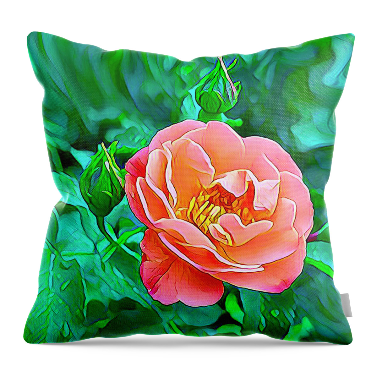 Flowers Throw Pillow featuring the digital art Gorgeous Rose by Nancy Olivia Hoffmann