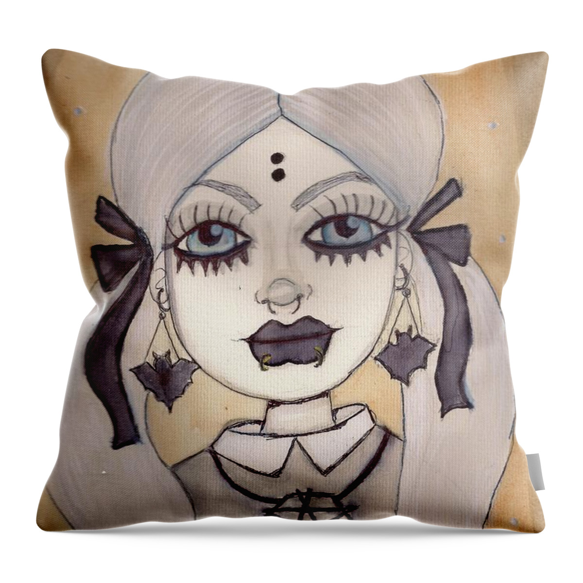Goth Witch Throw Pillow by Lisa Craig - Pixels