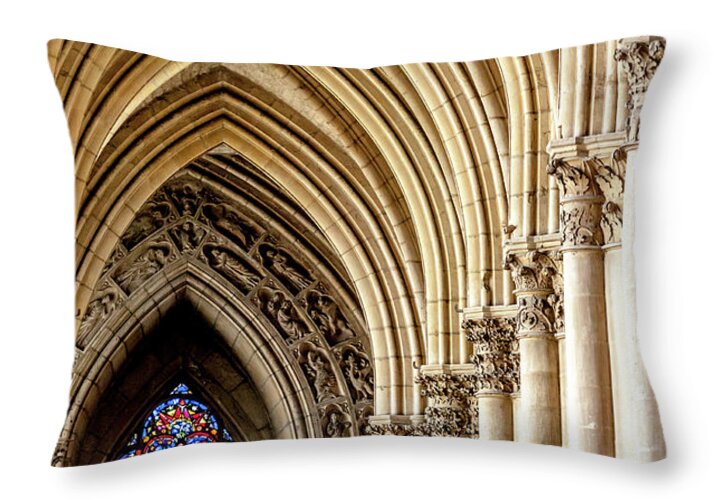 Gothic Arches of the Notre-Dame de Reims Cathedral Throw Pillow by