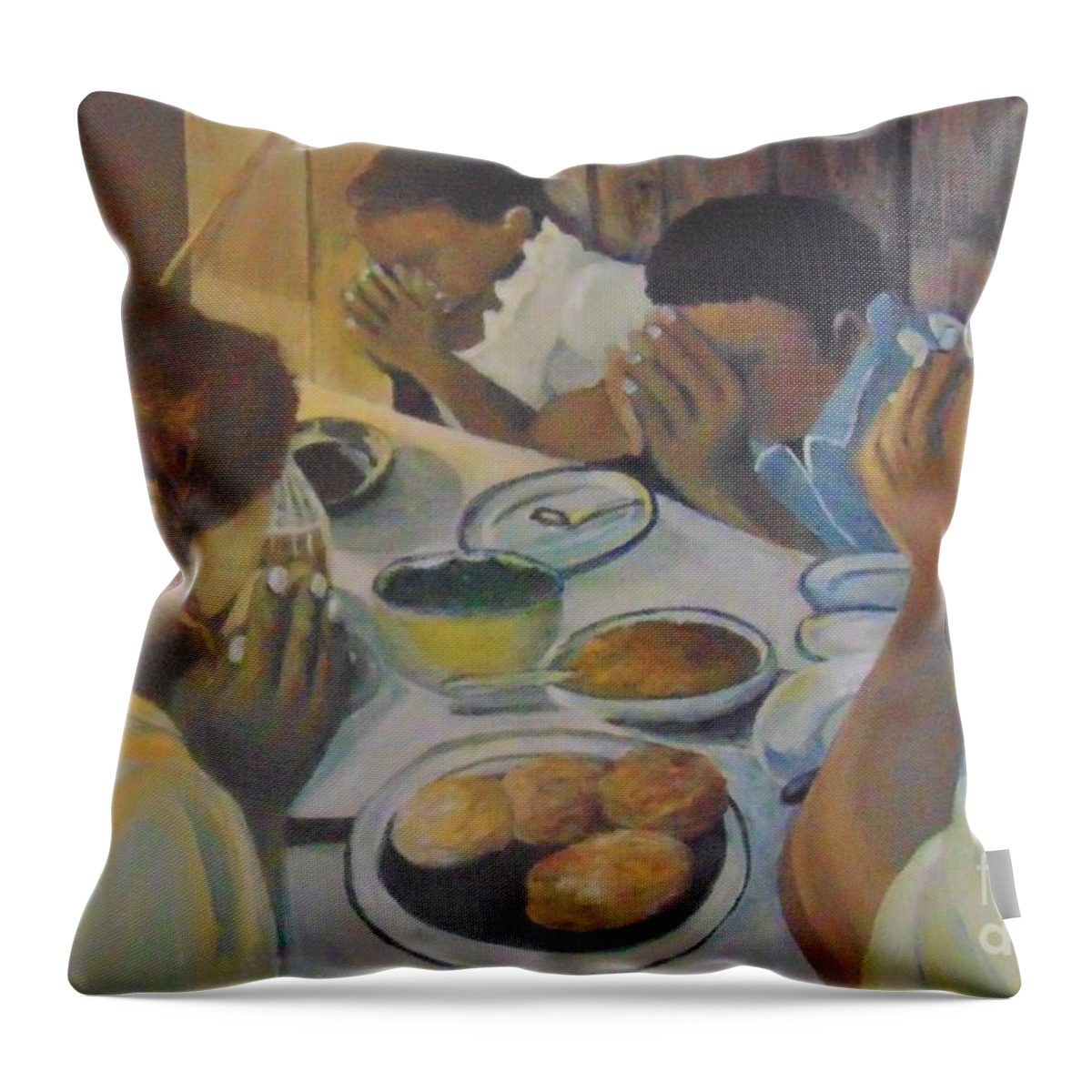 African American Throw Pillow featuring the painting Grace by Saundra Johnson