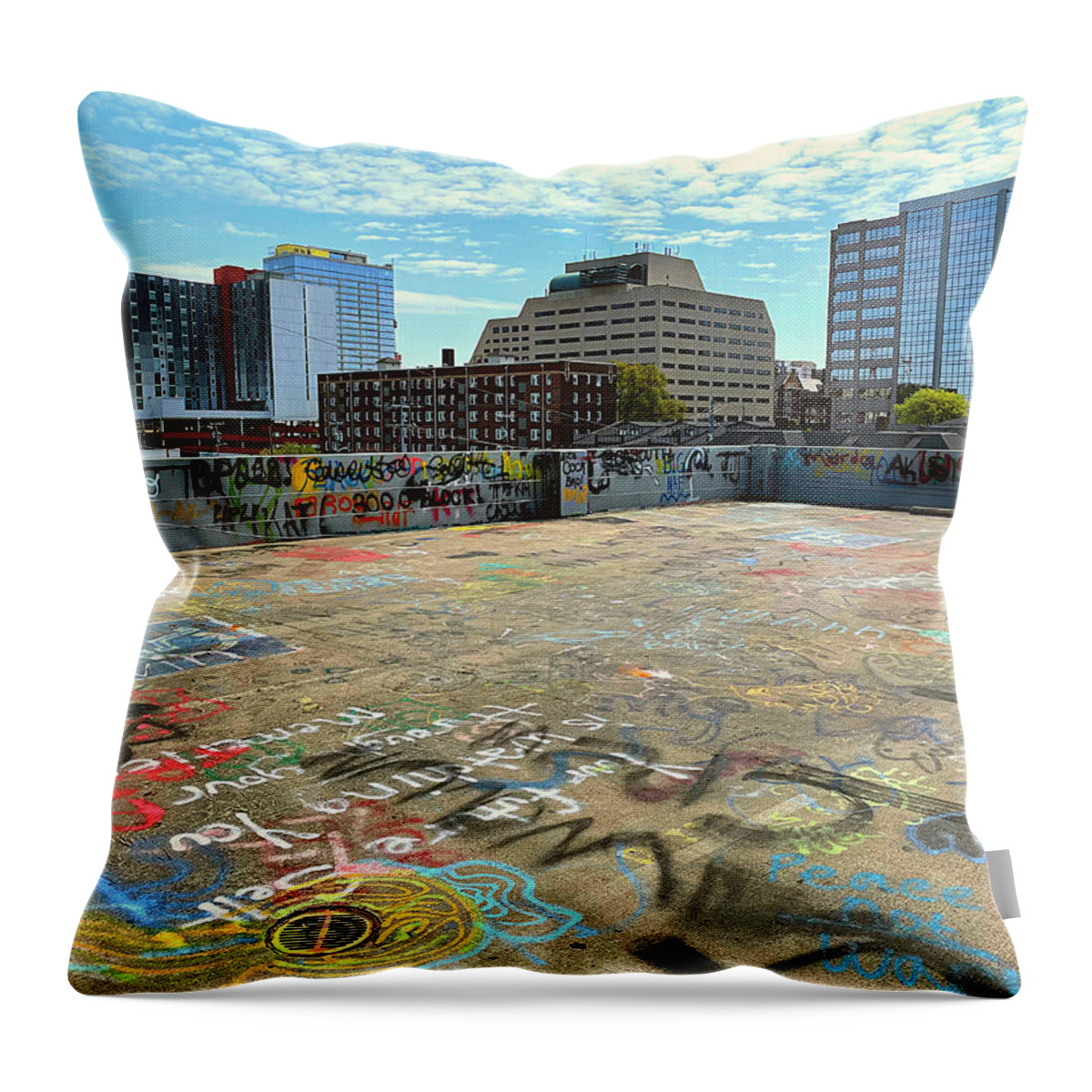 Graffiti Throw Pillow featuring the photograph Graffiti on the Top Deck by Lee Darnell