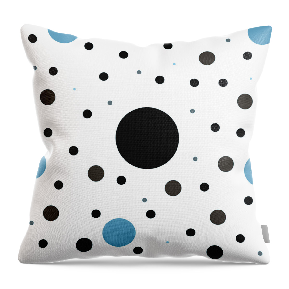 Black Throw Pillow featuring the digital art Graphic Polka Dots by Amelia Pearn