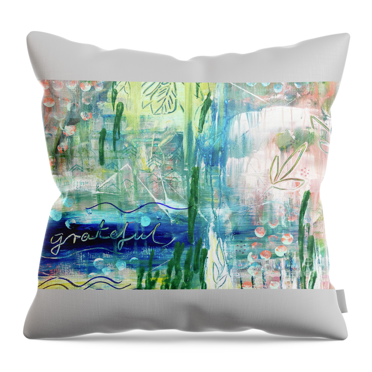 Grateful Throw Pillow featuring the painting Grateful by Claudia Schoen