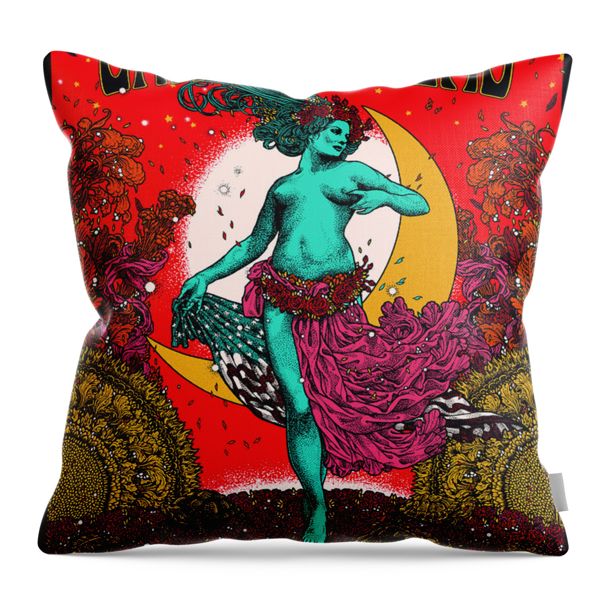 Grateful Dead Throw Pillow featuring the photograph Grateful Dead Rock Poster by Action