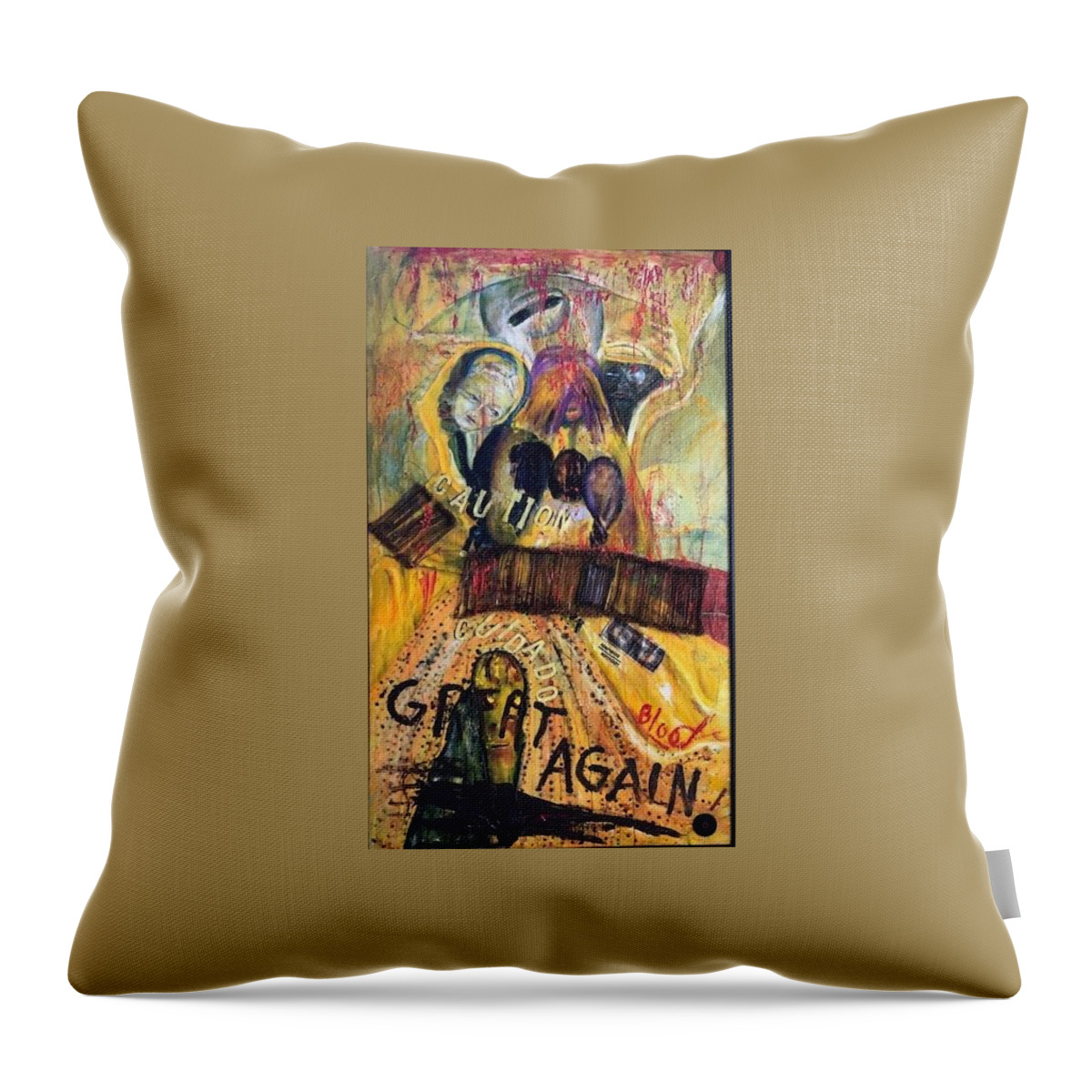 Border Wall Throw Pillow featuring the painting Great Again by Peggy Blood