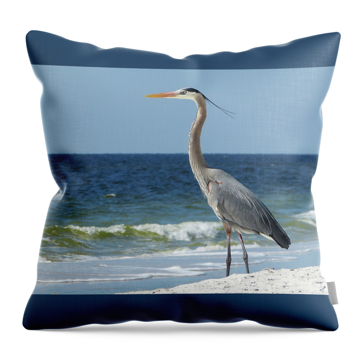  Throw Pillow featuring the photograph Great Blue Heron #1 by Carla Brennan