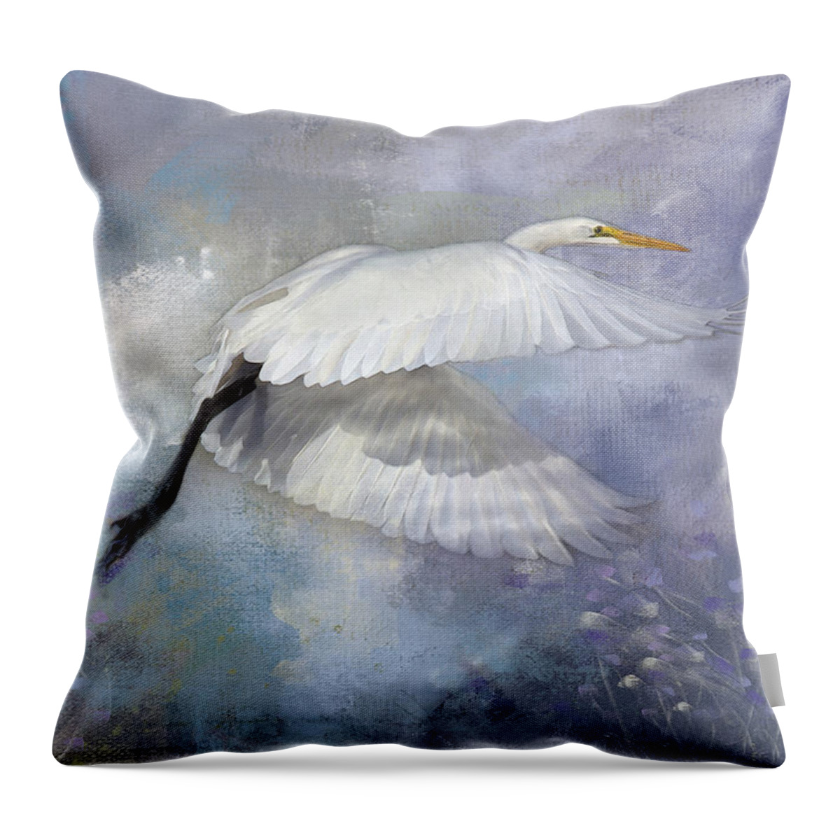 New Upload Throw Pillow featuring the photograph Great Egret by Theresa Tahara