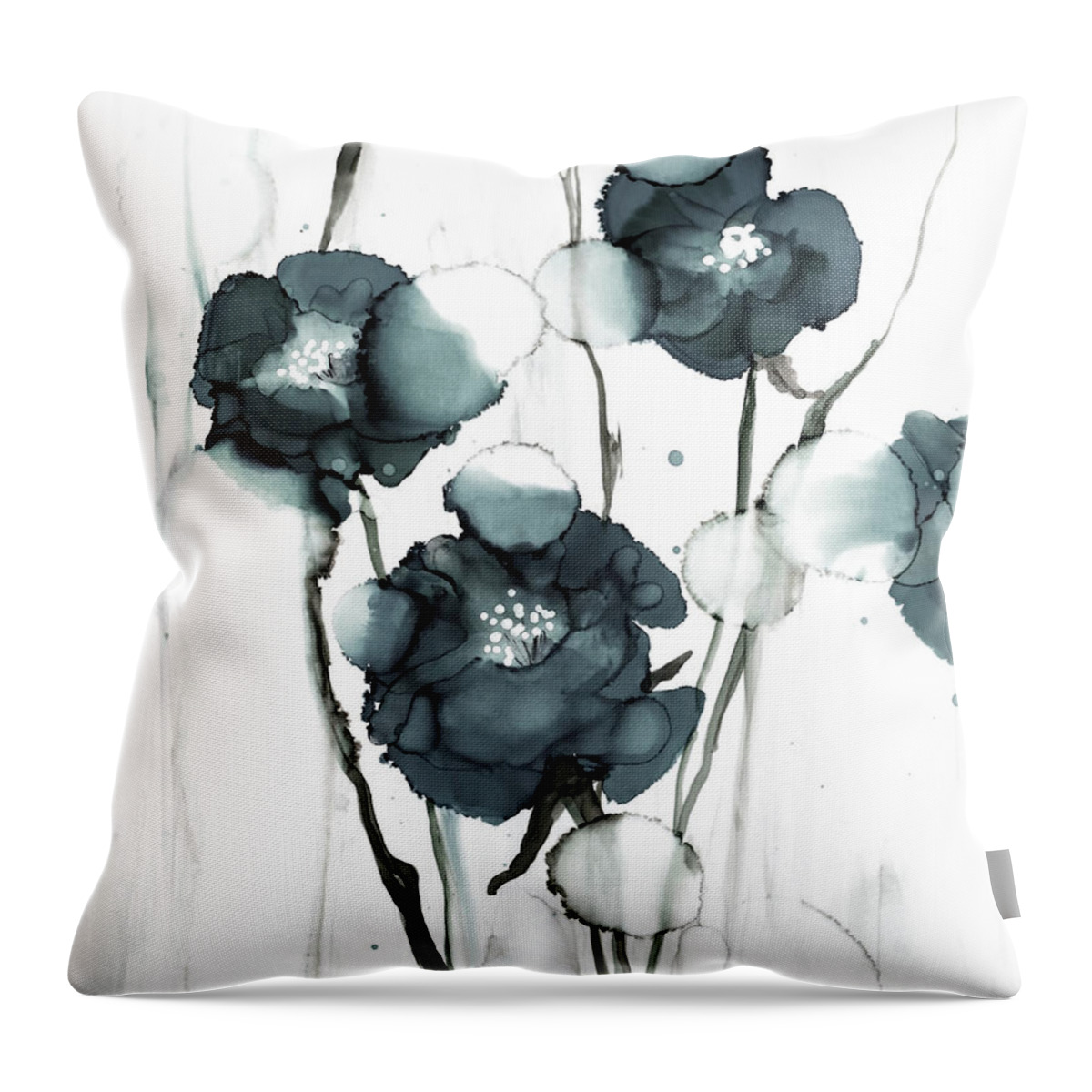  Throw Pillow featuring the painting Grey Poppies by Julie Tibus