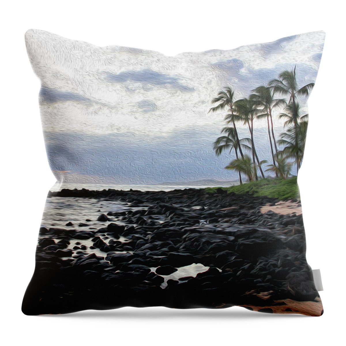 Hawaii Throw Pillow featuring the photograph Grey Sunset Painting by Robert Carter
