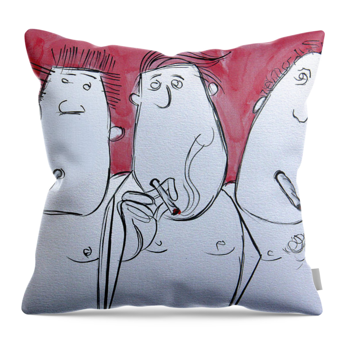 Whimsical Throw Pillow featuring the painting Group Therapy by Anthony Falbo