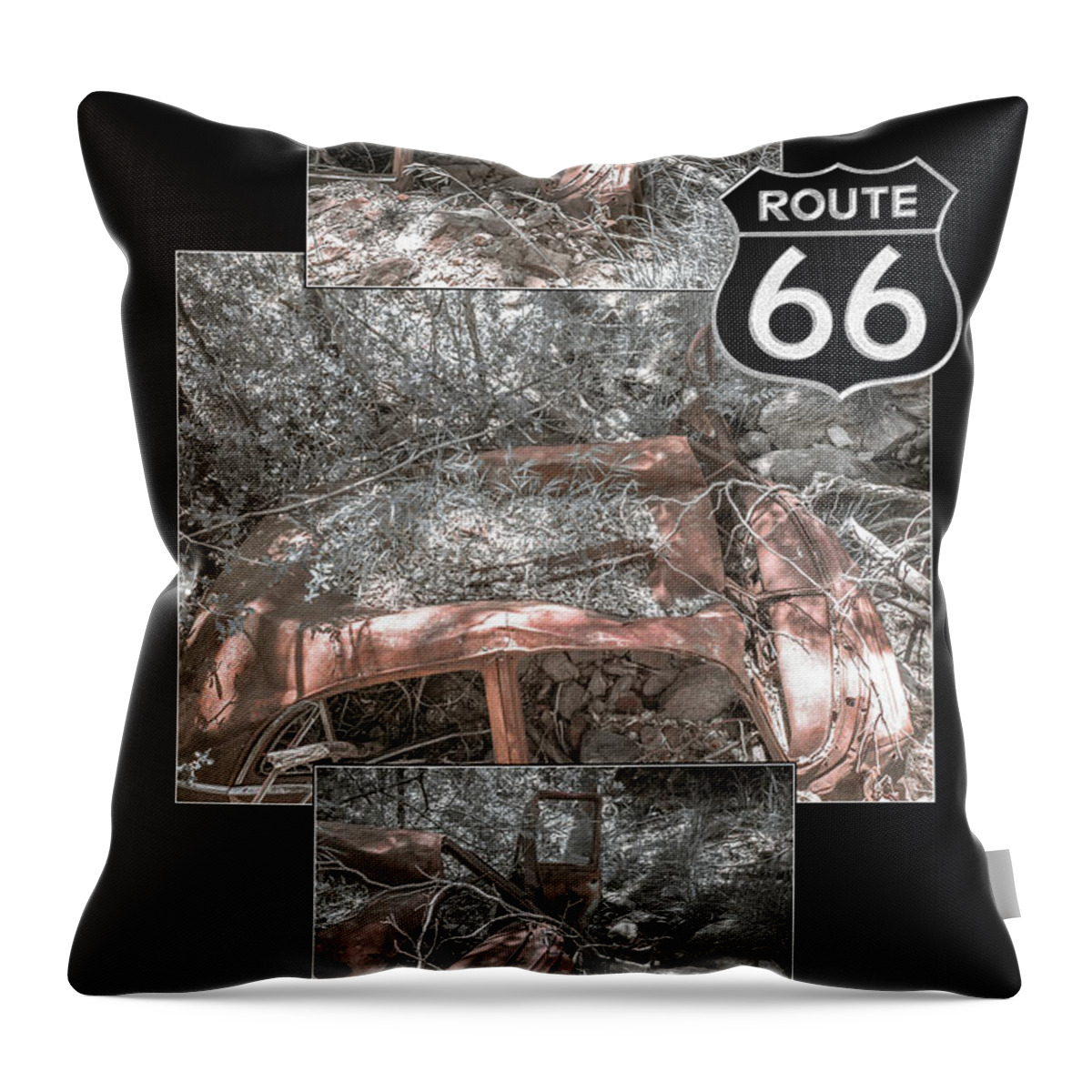 Forgotten Throw Pillow featuring the photograph Growth on Roof collage by Darrell Foster