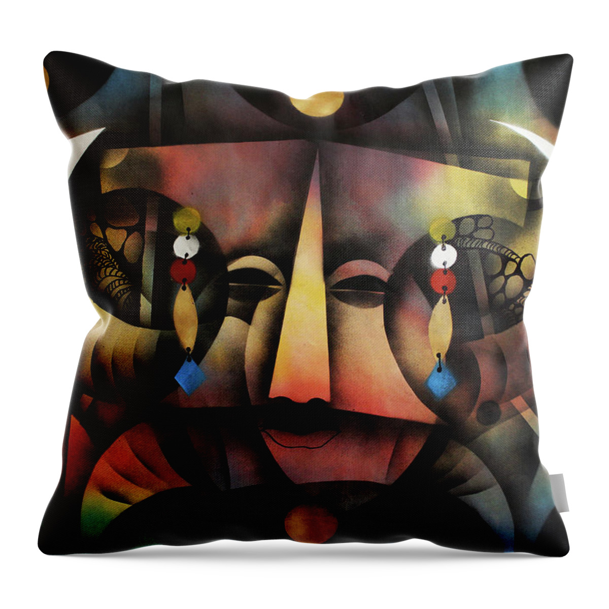 Moa Throw Pillow featuring the painting Guardian Angel Above by Solomon Sekhaelelo