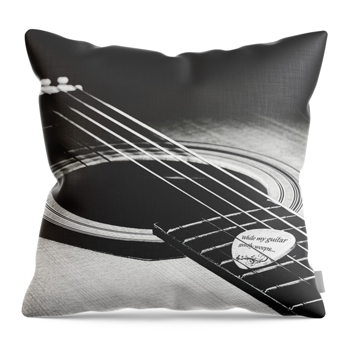 Guitar Throw Pillow featuring the photograph Guitar and Pick by Tom Mc Nemar