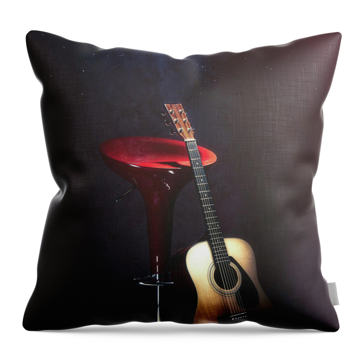 Guitar Throw Pillow featuring the photograph Guitar - Live on Stage by Tom Mc Nemar