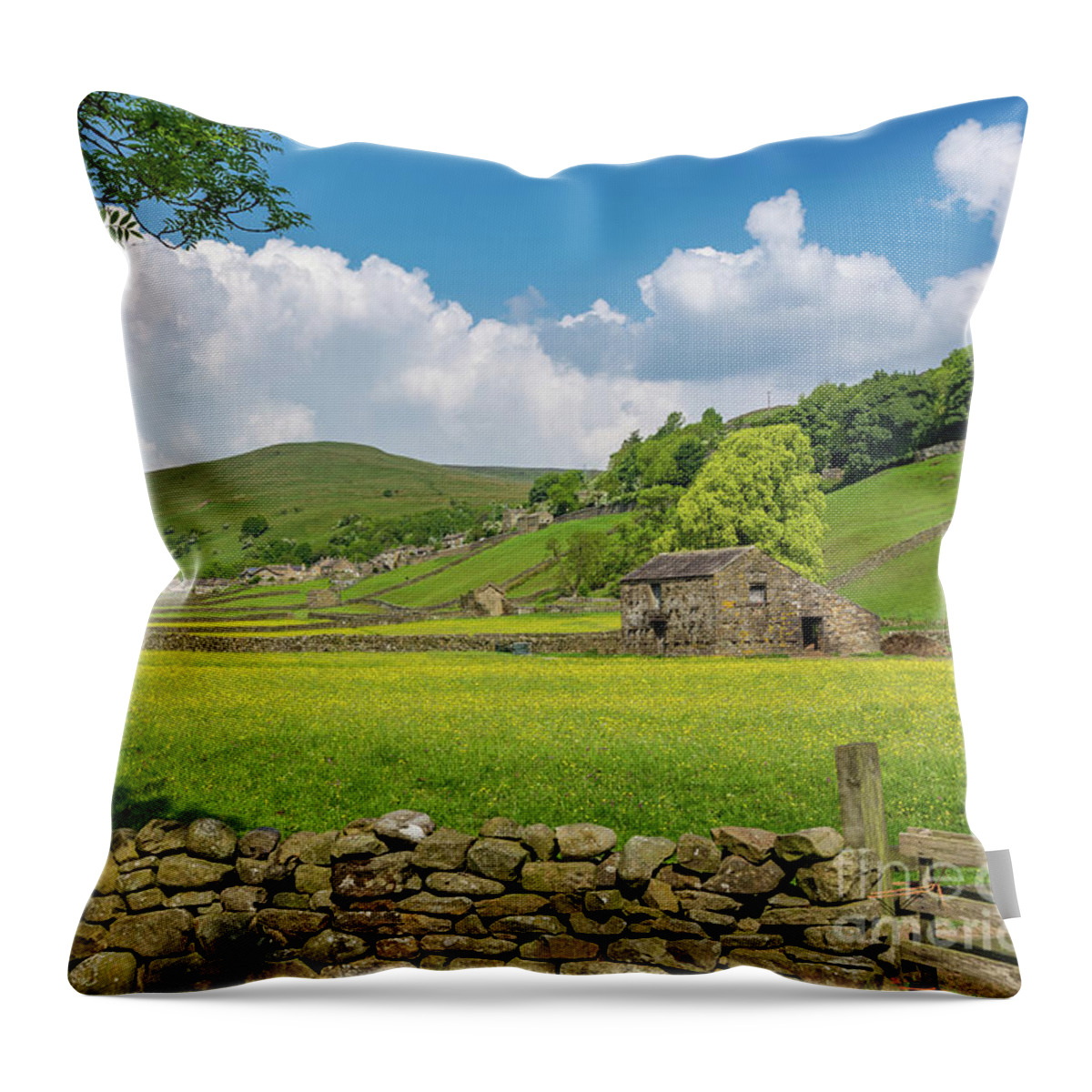 Uk Throw Pillow featuring the photograph Gunnerside Meadows, Swaledale by Tom Holmes Photography