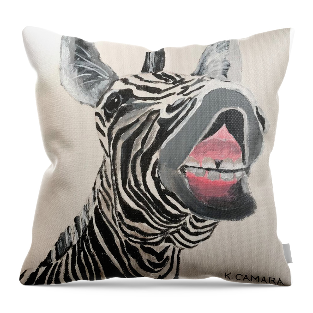 Pets Throw Pillow featuring the painting Ha Ha Zebra by Kathie Camara