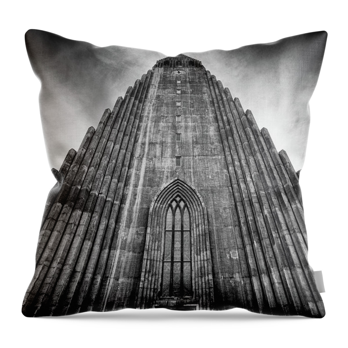 Hallgrimskirkja Throw Pillow featuring the photograph Hallgrimskirkja Church 2 by Nigel R Bell