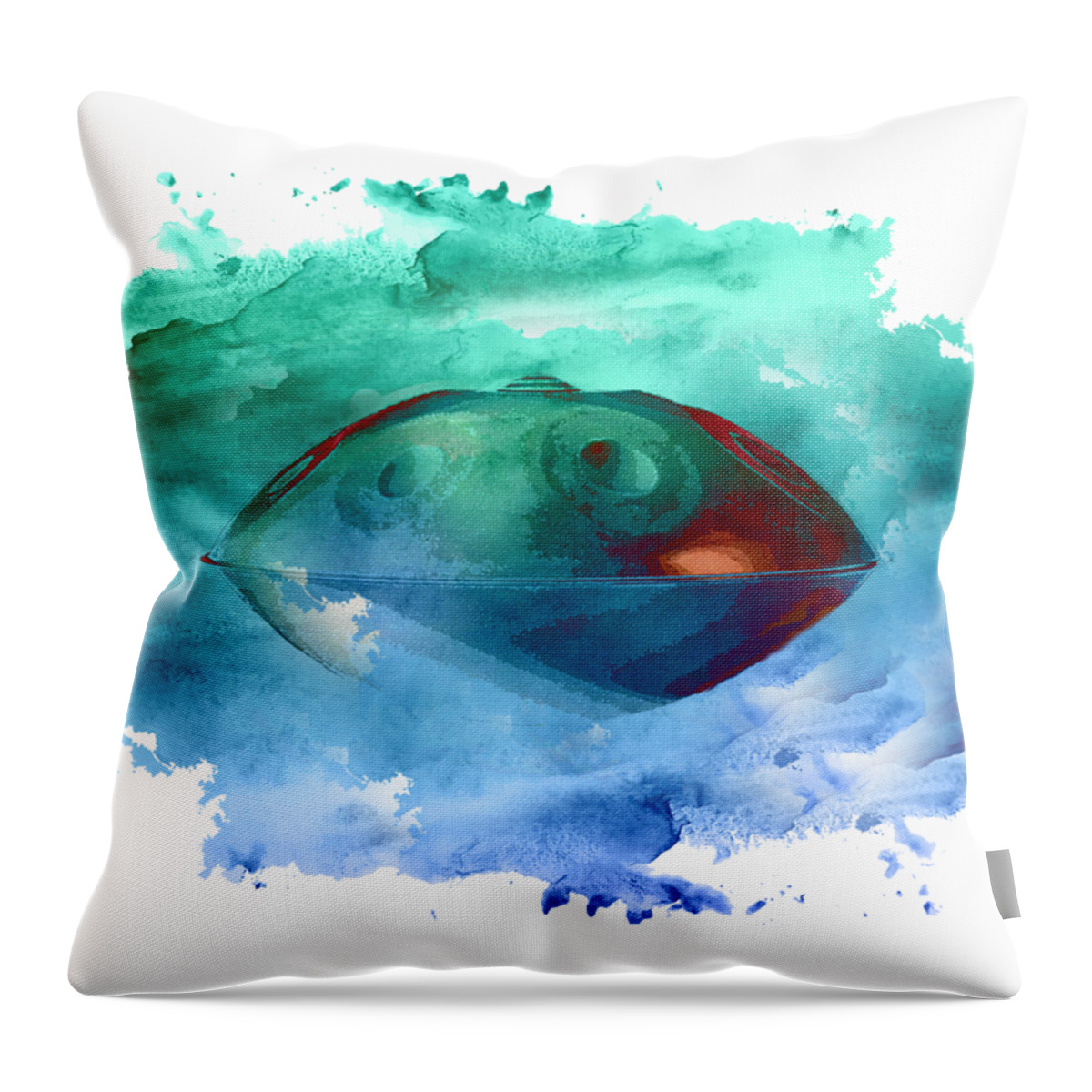 Handpan Throw Pillow featuring the digital art Handpan in blue by Alexa Szlavics