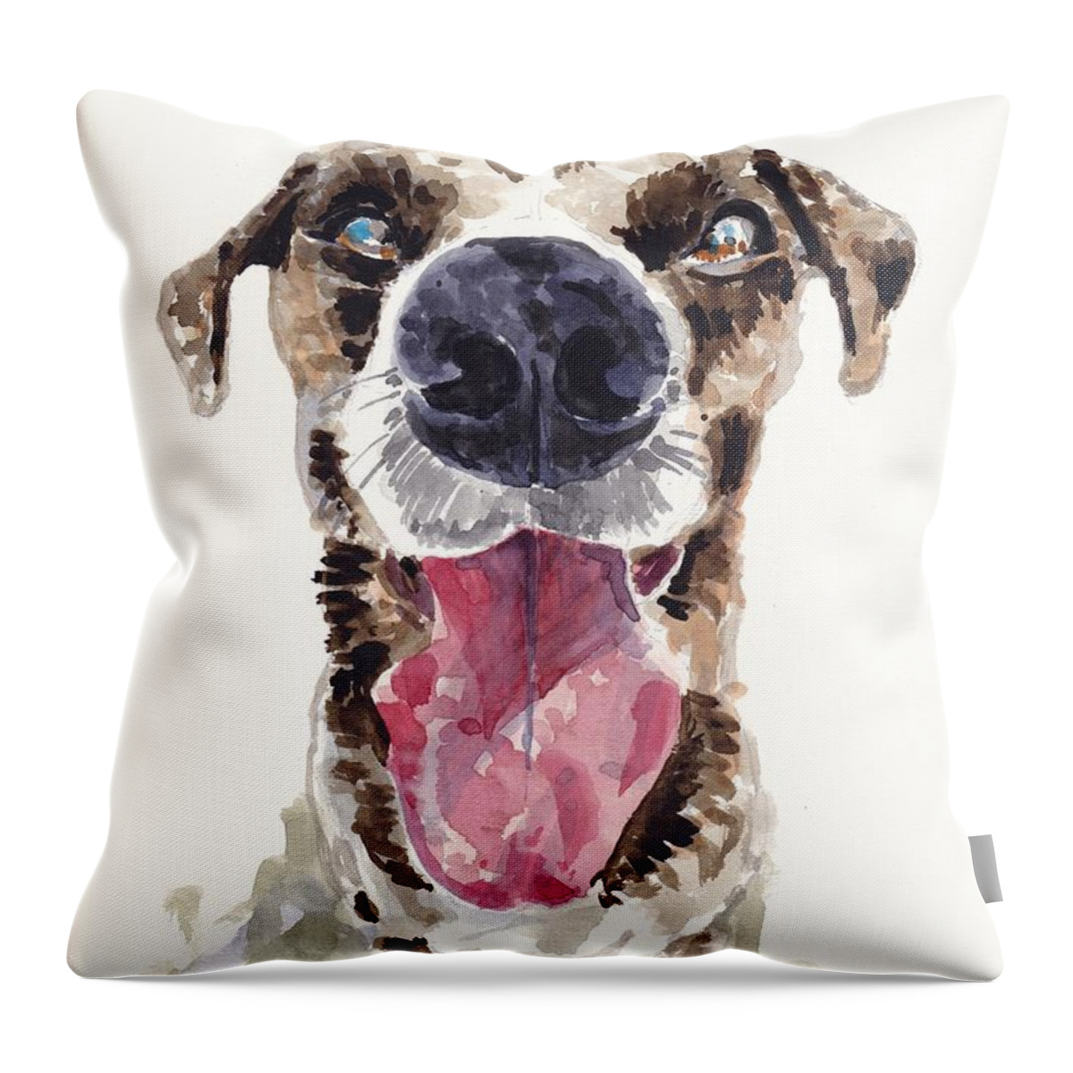 Watercolor Throw Pillow featuring the painting Happy Dog by George Cret