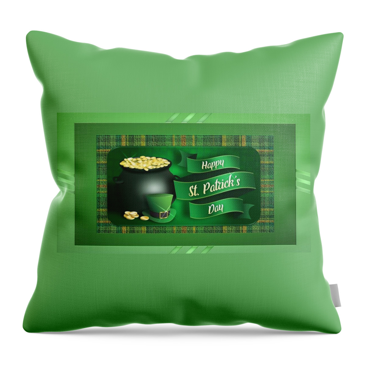 Happy Throw Pillow featuring the mixed media Happy St. Patrick's Day by Nancy Ayanna Wyatt