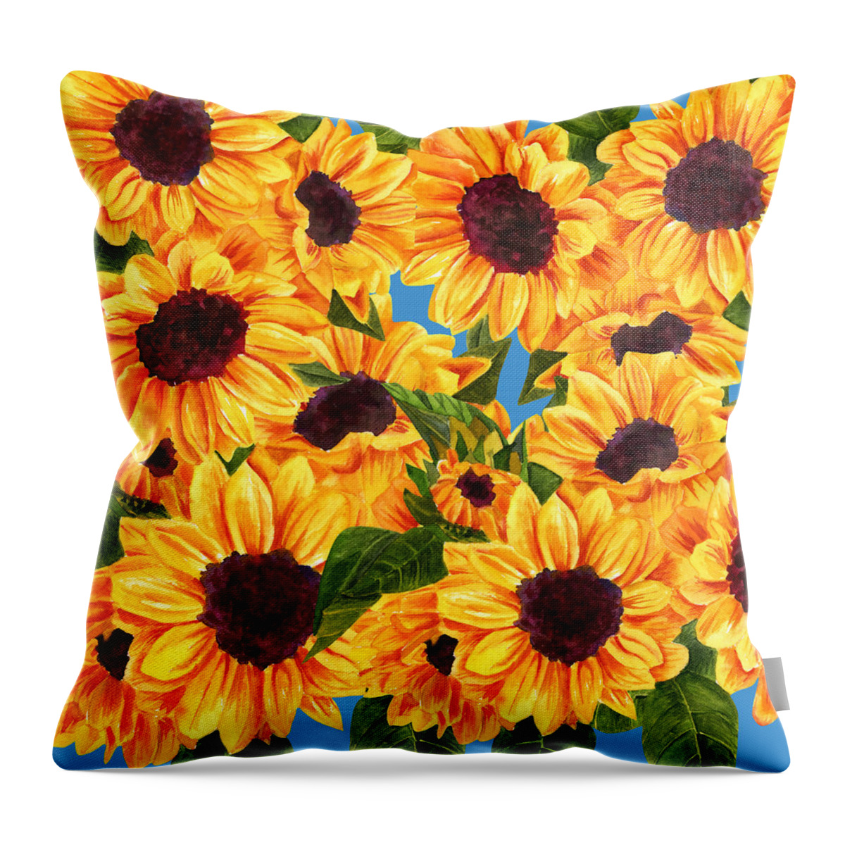 Sunflower Throw Pillow featuring the digital art Happy Sunflowers by Linda Bailey