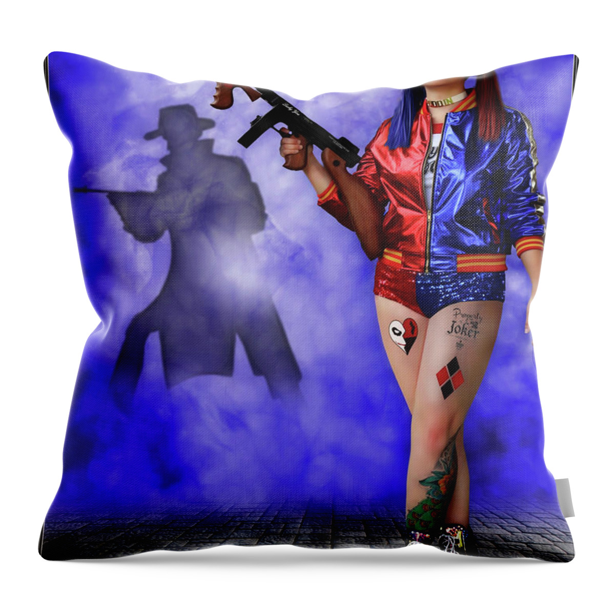 Harley Throw Pillow featuring the photograph Harley Night of the Joker by Jon Volden