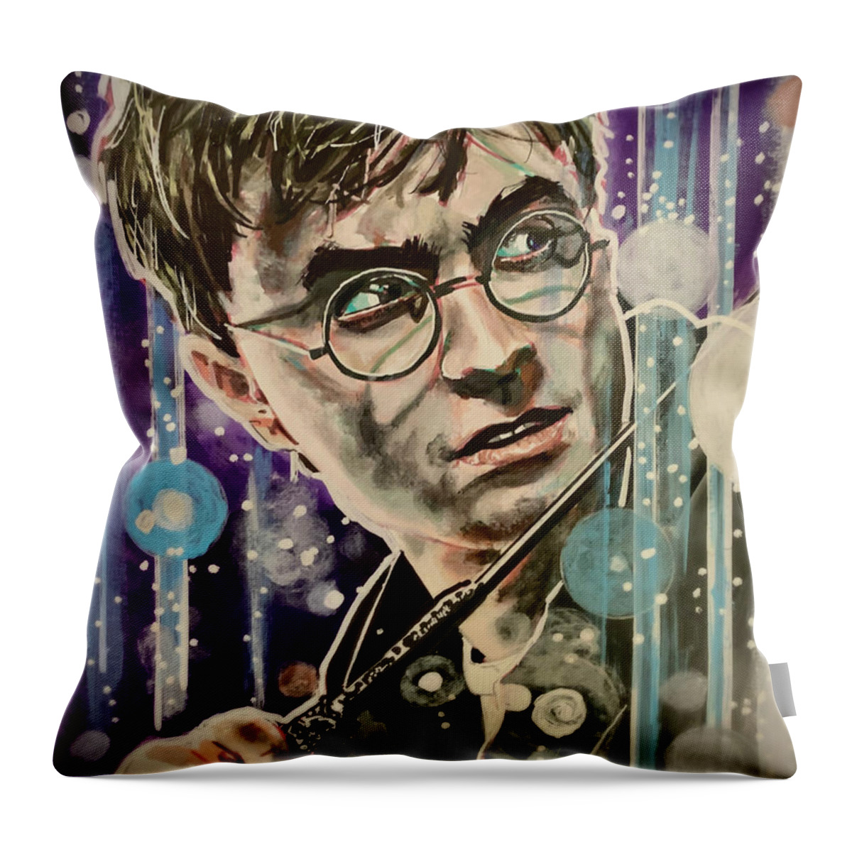 Harry Potter Throw Pillow featuring the painting Harry Potter by Joel Tesch